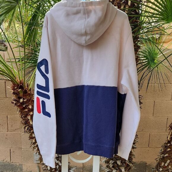 Fila Men's White and Navy Hoodie - Picture 3 of 6